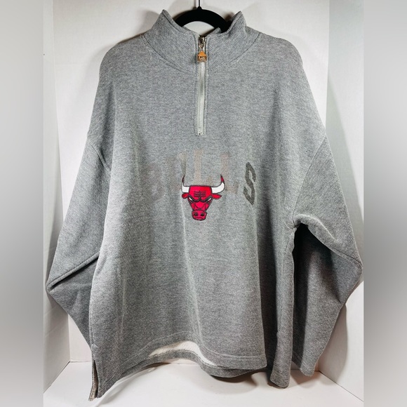 Vintage Chicago Bulls 1/4 Zip Pullover Pro Player 26” X 29” Jordan Pippin Rodman - Picture 1 of 8